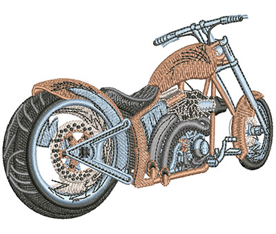 Embroidery Design: Rear View Motorcycle Lg 4.51w X 3.19h