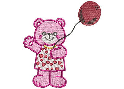 Embroidery Design: Bear With Balloon Lg 3.85w X 4.01h