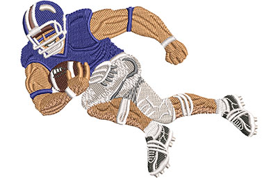 Embroidery Design: Football Player Charging Lg 4.44w X 3.34h