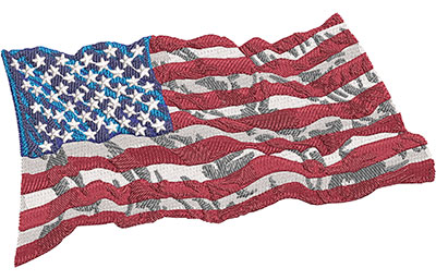Embroidery Design: Wavy American Flag Lg 5.99w X 3.51h