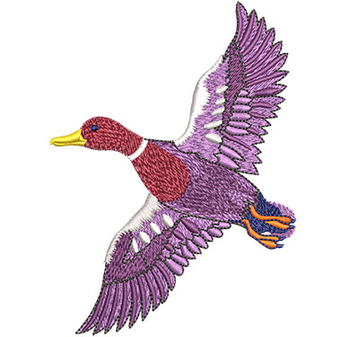 Embroidery Design: Flying Mallard Duck Lg 3.32w X 4.51h