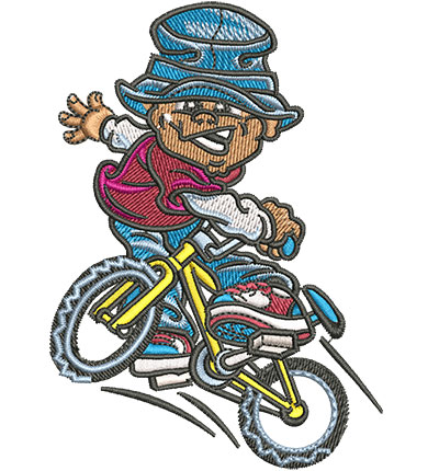 Embroidery Design: Boy On Bike Lg 2.86w X 4.03h