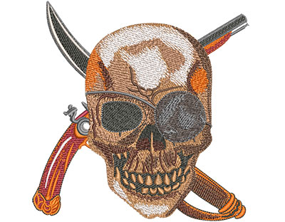 Embroidery Design: Pirate Skull Lg 5.90w X 6.01h