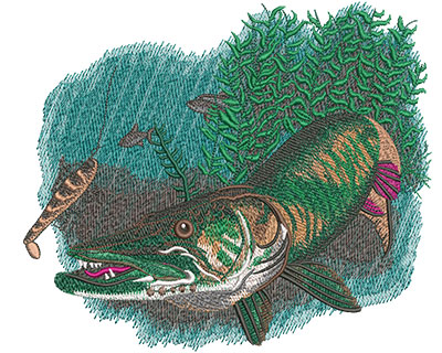 Embroidery Design: Musky Chase Lg 7.96w X 6.83h