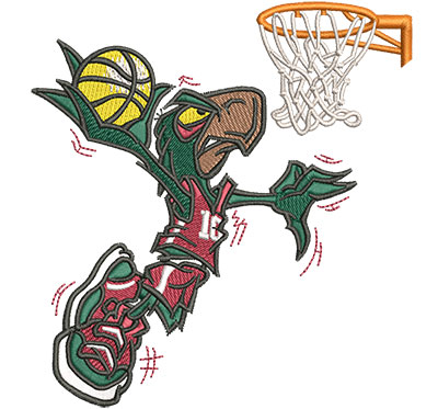 Embroidery Design: Cartoon Basketball Falcon Lg 4.24w X 4.51h