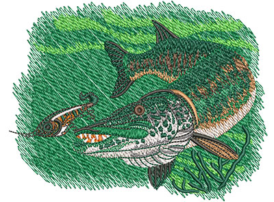 Embroidery Design: Muskie Lg4.61w x 3.57h