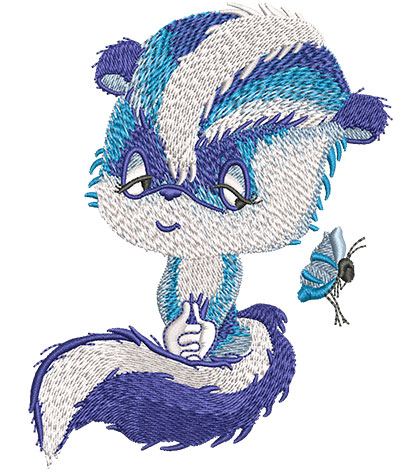 Embroidery Design: Blue Skunk Lg3.56w x 4.57h