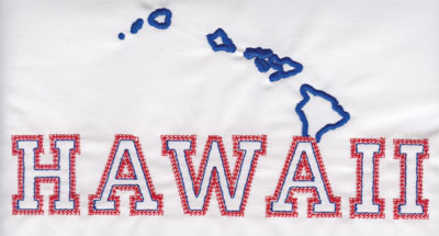 Embroidery Design: Hawaii Outline and Name4.00" x 8.00"