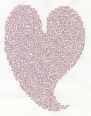 Embroidery Design: Stipple Stylistic Heart High 4.11w X 5.39h