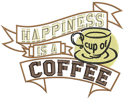 Embroidery Design: Happines is a cup of coffee5.50 X W=7.03