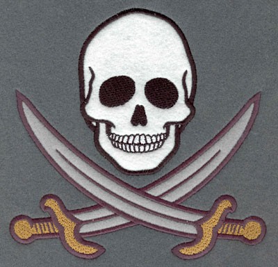 Embroidery Design: Skull and Cutlass Applique7.01w X 6.87h