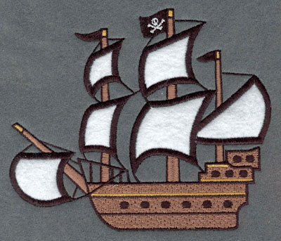 Embroidery Design: Pirate Ship with Applique5.97w X 5.05h
