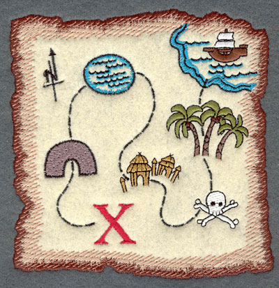 Embroidery Design: Treasure Map Applique5.33w X 5.44h