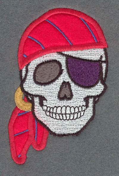 Embroidery Design: Pirate Applique w/ Bandana & Eye Patch2.66w X 4.06h