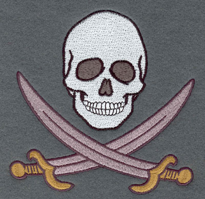 Embroidery Design: Skull with Crossed Cutlass Large5.05w X 5.04h