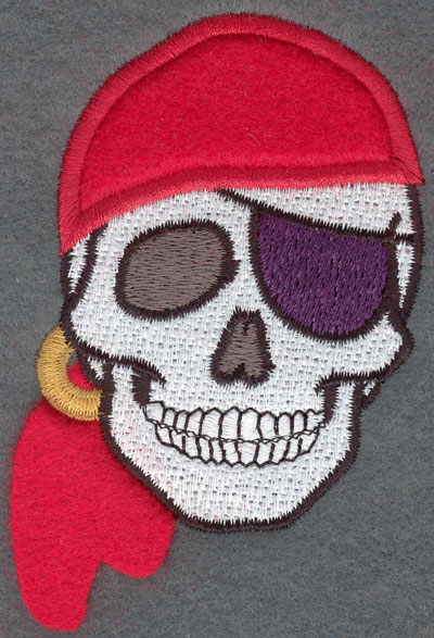 Embroidery Design: Pirate Skull with Bandana Loose Applique2.49w X 3.35h