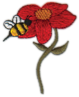 Embroidery Design: Bee N' Flower1.99" x 2.35"