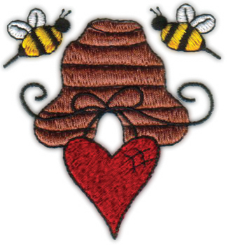 Embroidery Design: Bees 'N Hive Hanging Heart2.94" x 3.20"