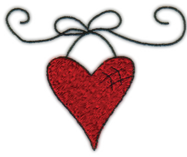 Embroidery Design: Hanging Heart3.80" x 3.13"