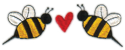 Embroidery Design: Heart Bees (Larger)4.68" x 1.78"