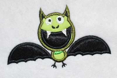 Embroidery Design: Halloween Bat Applique 4.02w X 2.45h