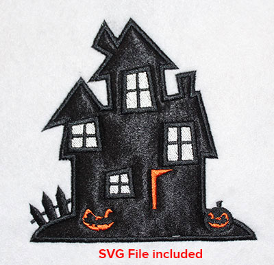 Embroidery Design: Halloween Haunted House Applique 4.65w X 4.58h