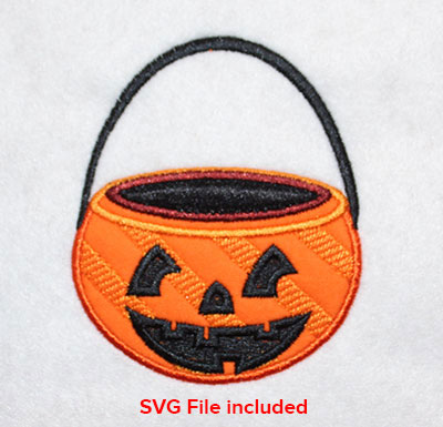 Embroidery Design: Halloween Pumpkin Basket Applique 3.36w X 4.04h