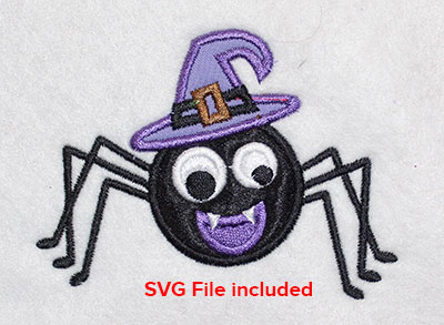 Embroidery Design: Halloween Witch Spider Applique 4.01w X 2.97h