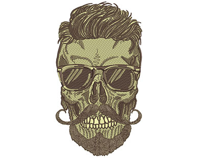 Embroidery Design: Hipster Skull 9 5.04w X 9.03h