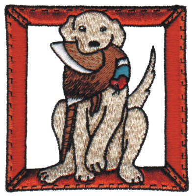Embroidery Design: Hunting Dog with the Prize3.07" x 3.16"