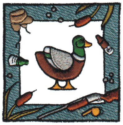Embroidery Design: Framed Duck Hunt3.11" x 3.13"