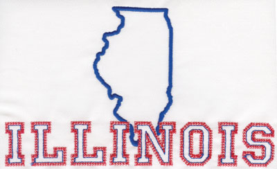 Embroidery Design: Illinois Outline and Name4.75" x 8.01"