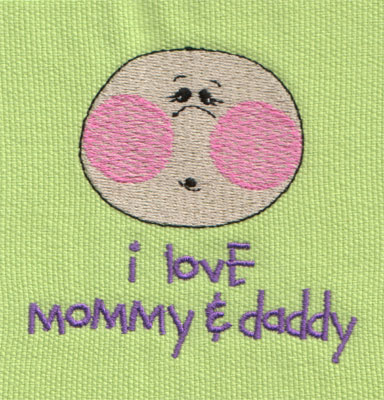 Embroidery Design: I Love Mommy and Daddy 13.04" x 2.68"