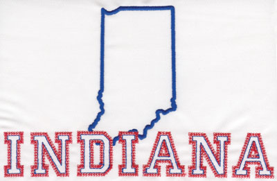Embroidery Design: Indiana Outline and Name5.09" x 8.02"