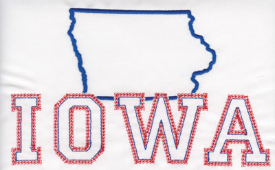 Embroidery Design: Iowa Outline and Name4.87" x 7.98"