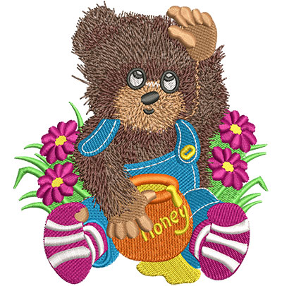 Embroidery Design: Honey Bear Lg 4.10w X 4.54h