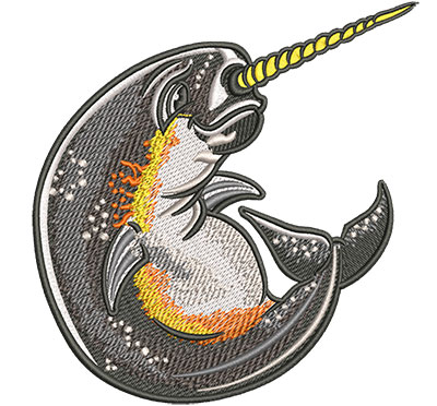 Embroidery Design: Cartoon Narwhal Lg 4.82w X 5.02h