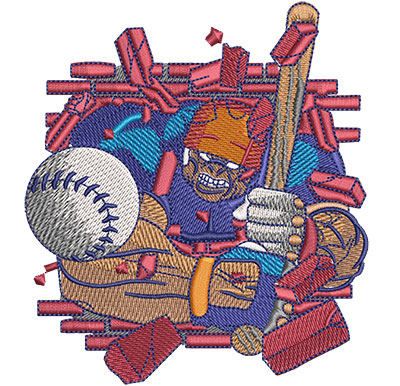 Embroidery Design: Hulking Baseball Lg 4.06w X 4.51h