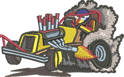 Embroidery Design: Dragster Lg 4.52w X 2.83h