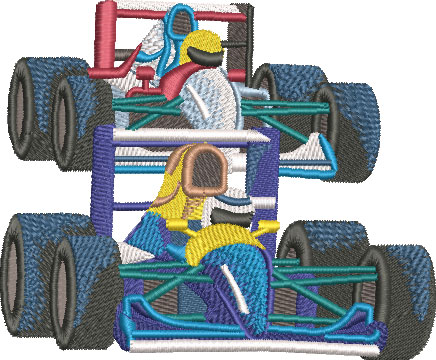 Embroidery Design: Formula One Race Cars Large