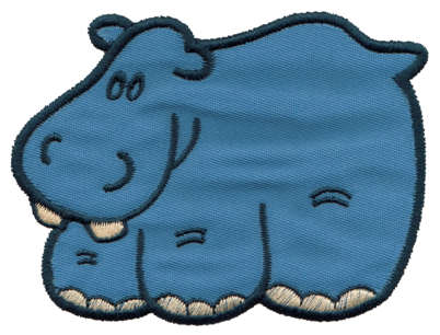 Embroidery Design: Hippo Applique3.66" x 3.80"