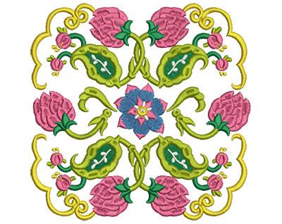 Embroidery Design: Jacobean Block 6 7.05w X 6.97h