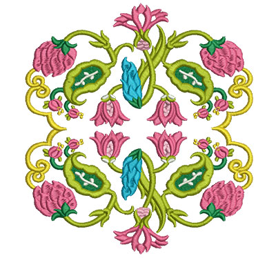 Embroidery Design: Jacobean Block 9 6.37w X 7"h