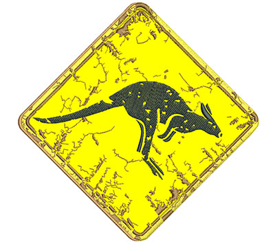 Embroidery Design: Kangaroo Sign Applique 7.77w X 7.70h