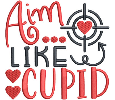 Embroidery Design: Aim Like Cupid  4.73 w X 4.51 h