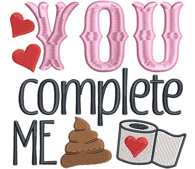 Embroidery Design: You Complete Me4.76 w x 4.52 h