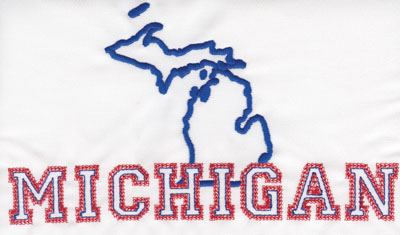 Embroidery Design: Michigan Outline and Name4.51" x 7.99"
