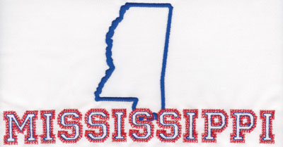 Embroidery Design: Mississippi Outline and Name4.19" x 8.03"