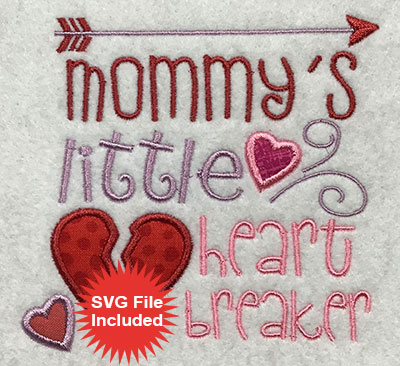 Embroidery Design: Mommys Heartbreaker Applique 4.52w X 4.28h