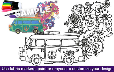 Embroidery Design: Magic Bus Coloring Tee 9.98w X 6.97h